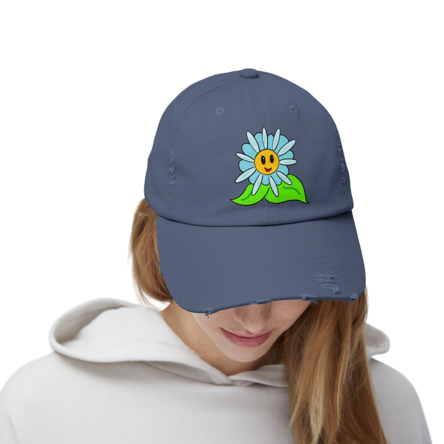 Happy Flower Distressed Hat