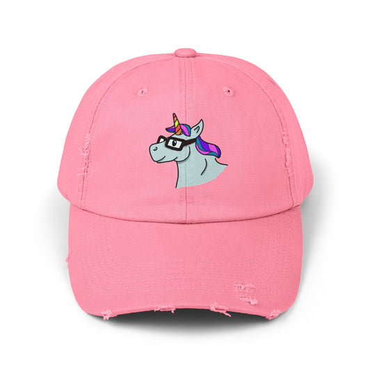 Hipster Unicorn Distressed Hat