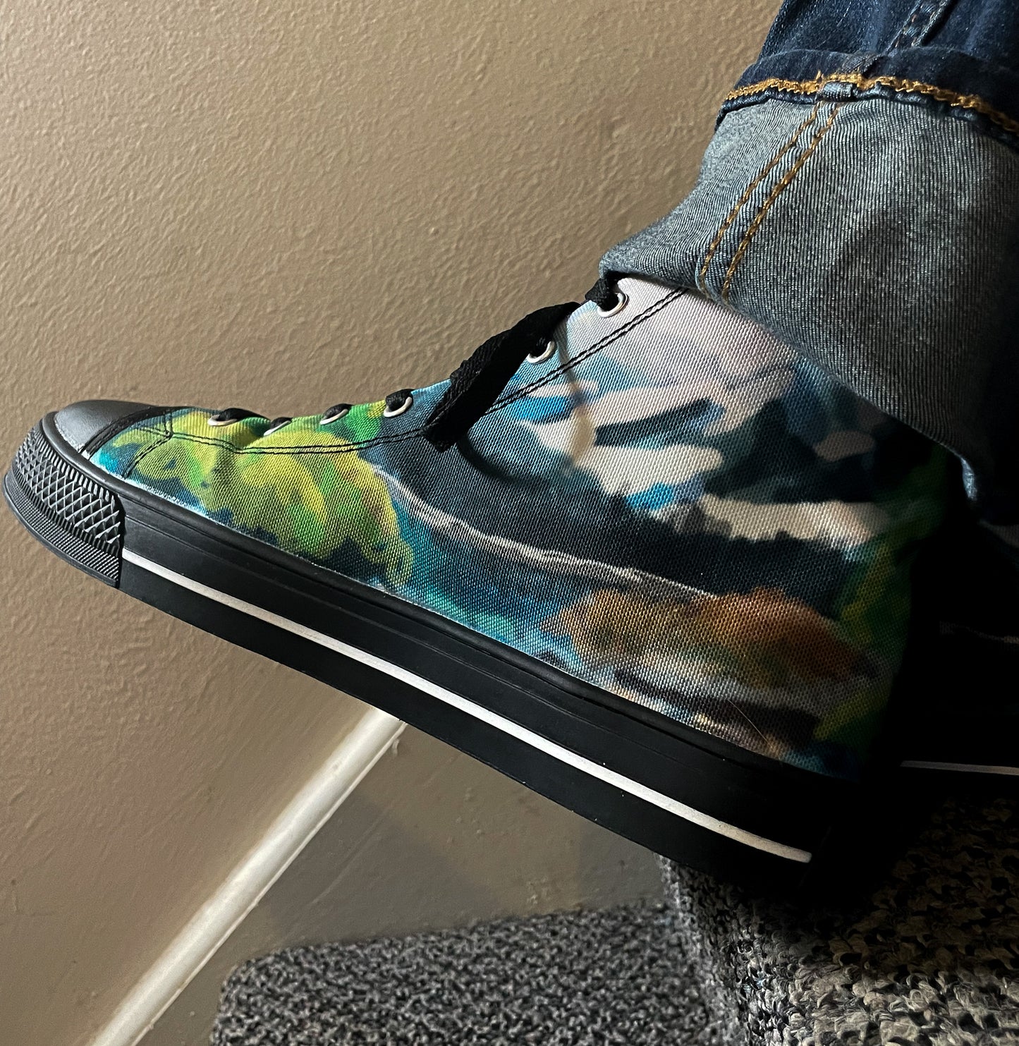 Bob Ross Inspired Landscape Painting High Tops